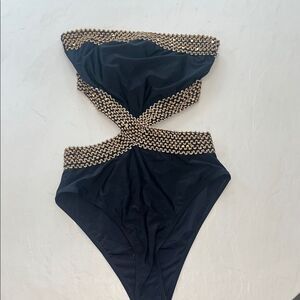 Stylish Black and Gold Womens One Piece (Small) NWOT
